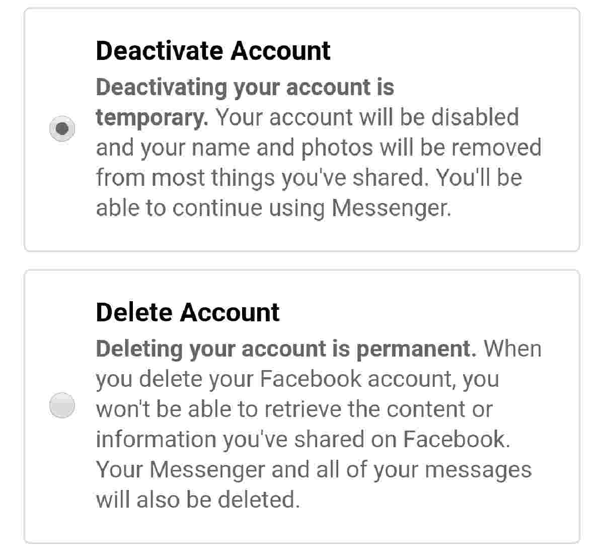 How to delete deactivate facebook account